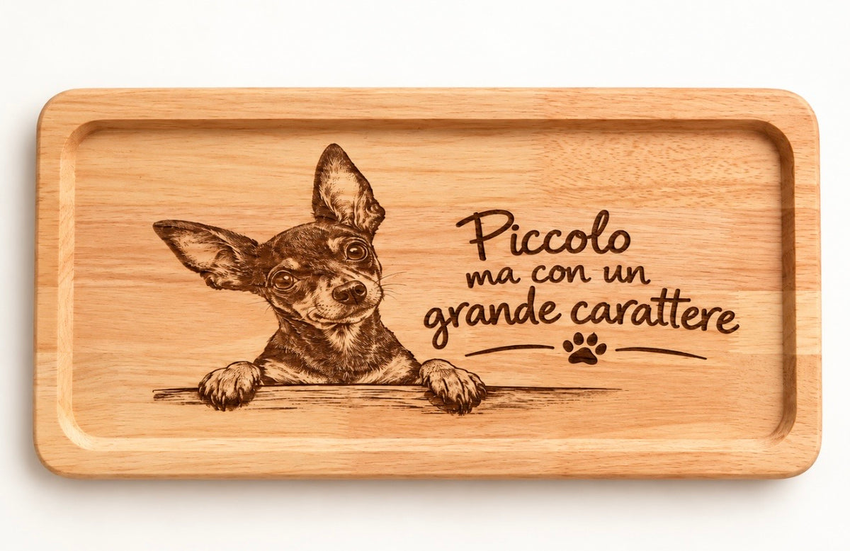 Tagliere in legno inciso personalizzato – “Piccolo ma con un grande carattere” 🐾